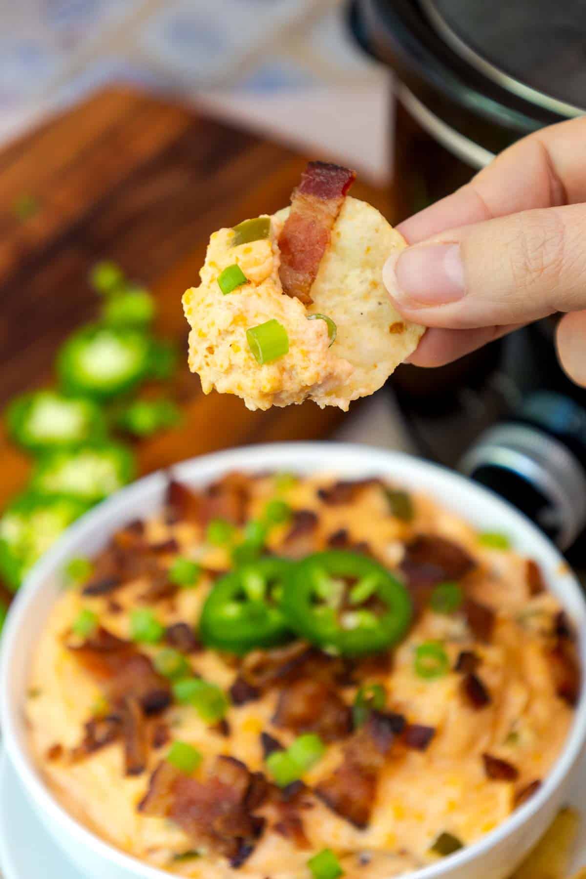 Crockpot Jalapeño Popper Dip with Bacon - By Kelsey Smith