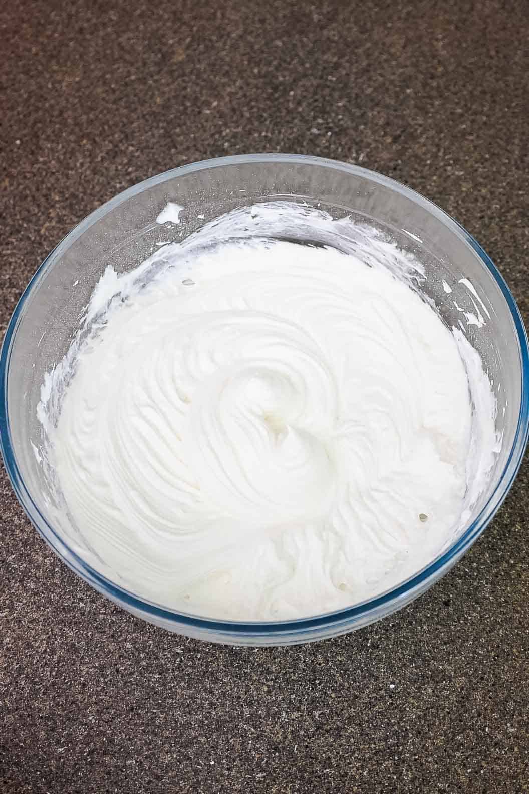 Light and fluffy cream cheese mixture after mixing with whipped topping.