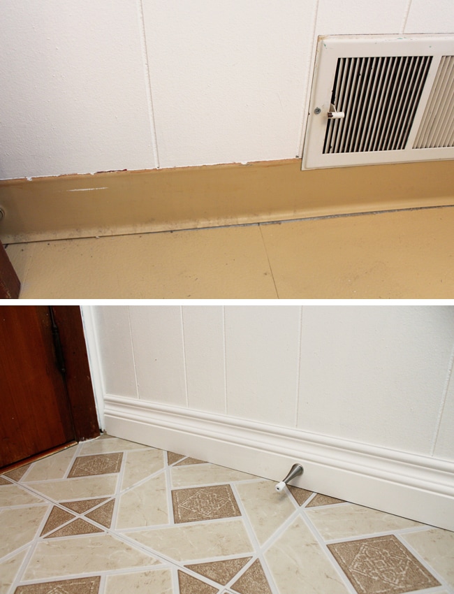 Bathroom Baseboards Before and After | Kelsey Smith