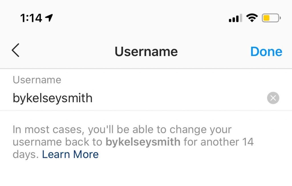 Instagram Username Change