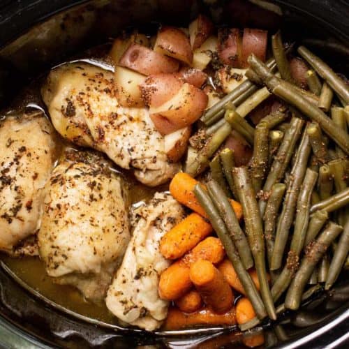 Slow Cooker Chicken Thighs and Vegetables with Herbs