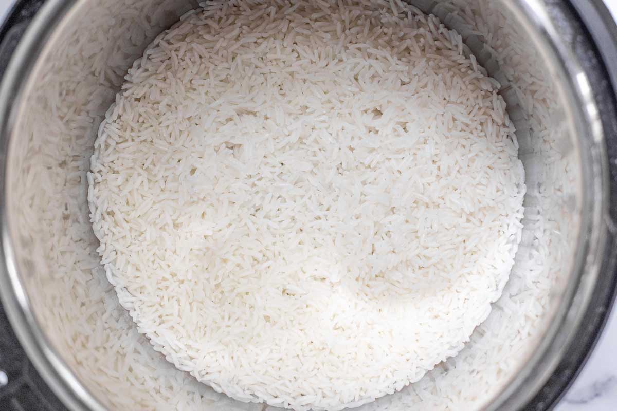 Cooked rice immediately after depressurizing the Instant Pot.