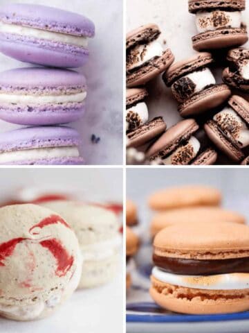 Four macaron images in a grid.