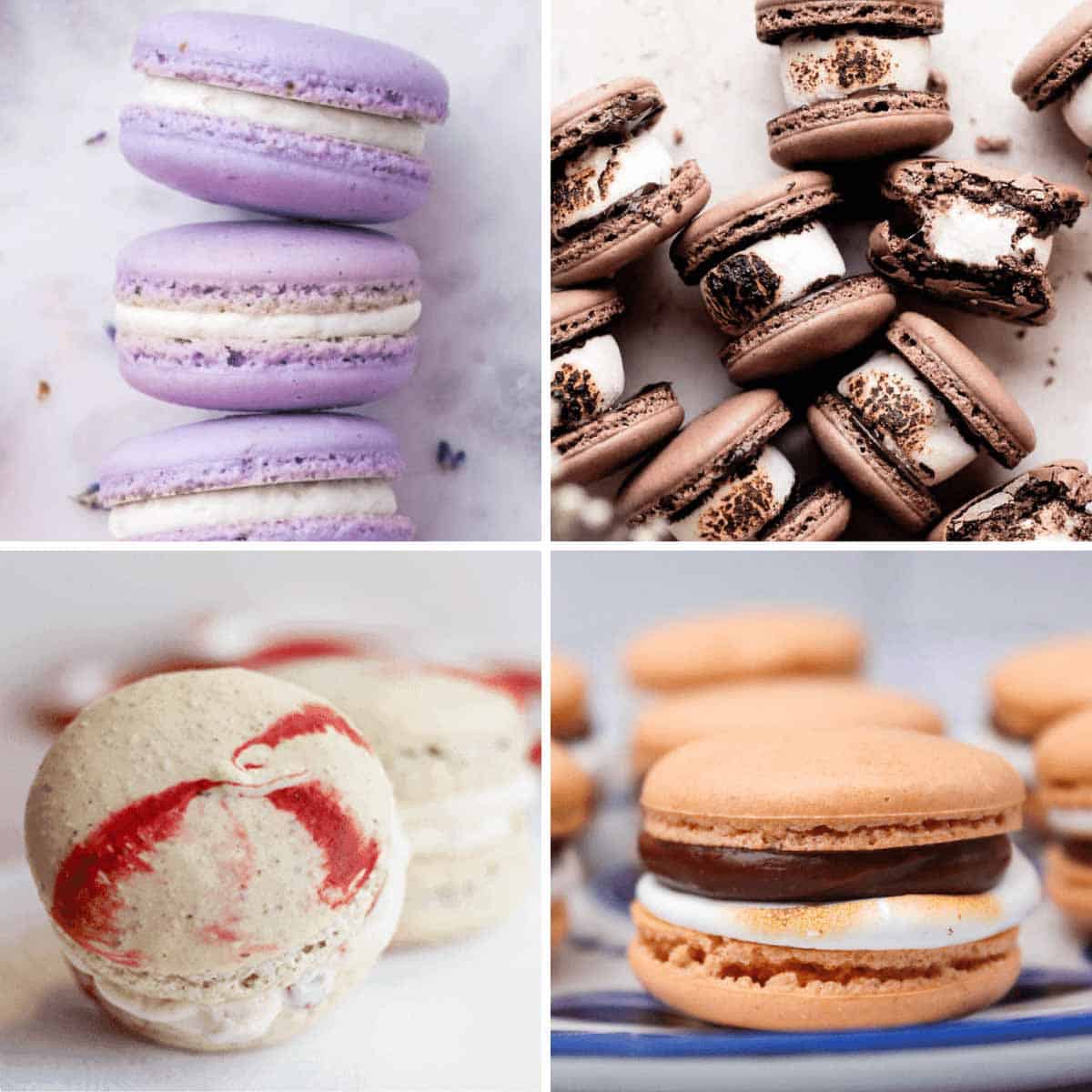 Four macaron images in a grid.