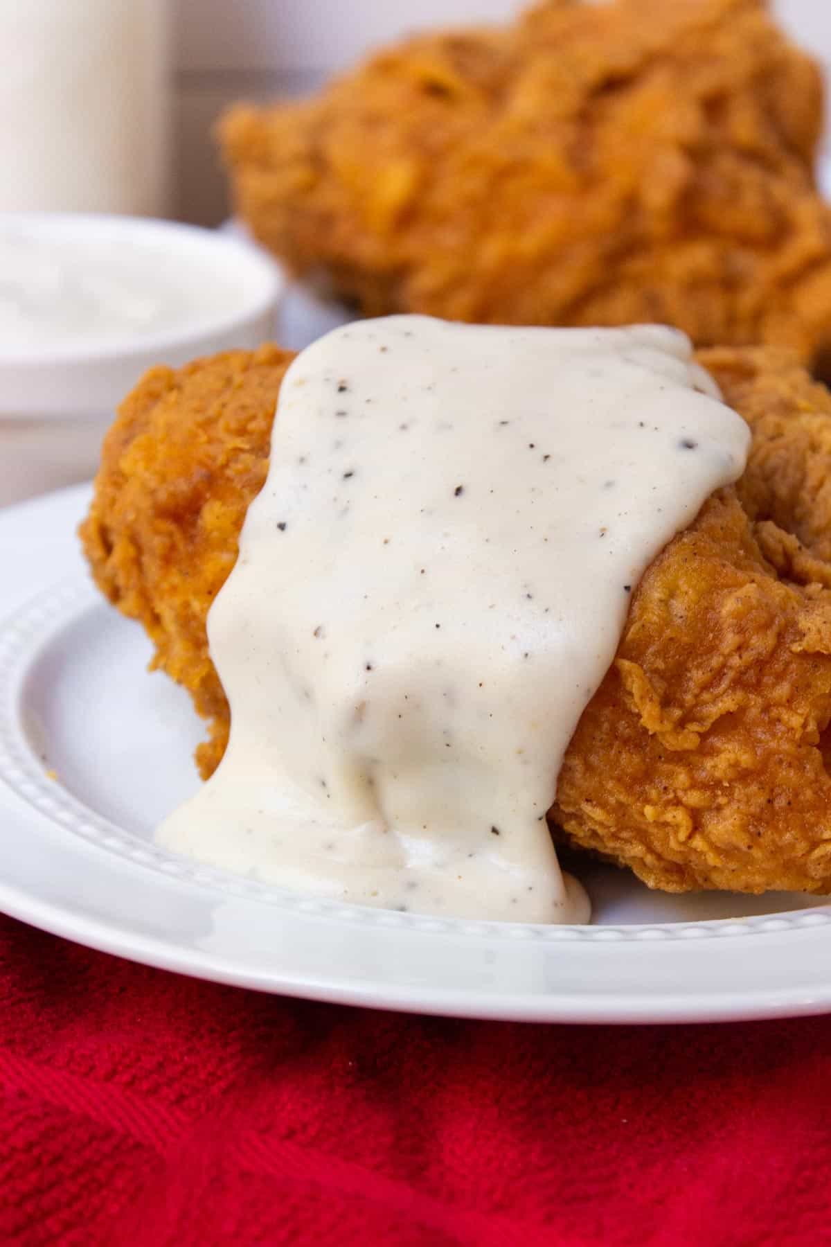 Southern Country Gravy over fried chicken