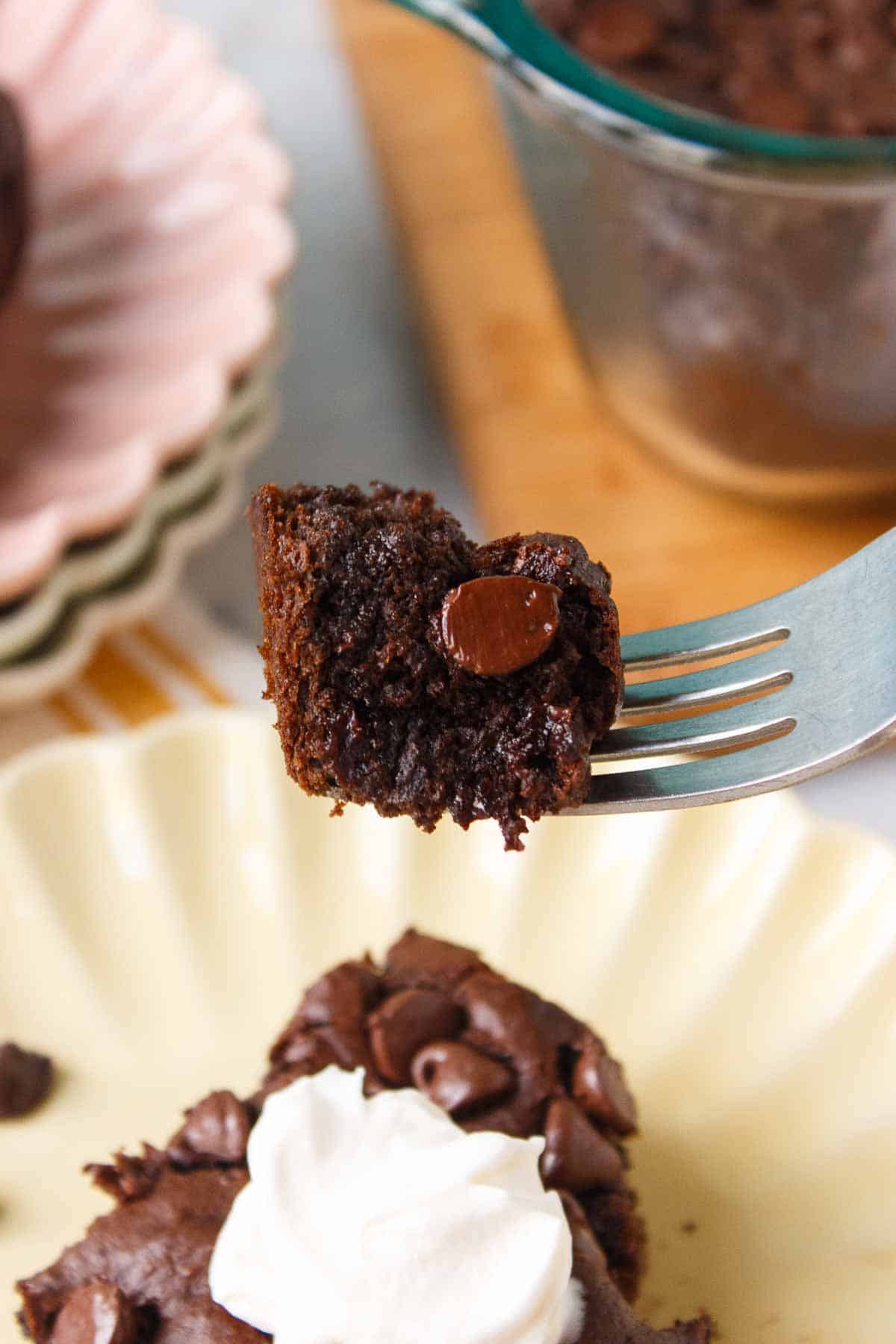 4-Ingredient Chocolate Dump Cake on a fork