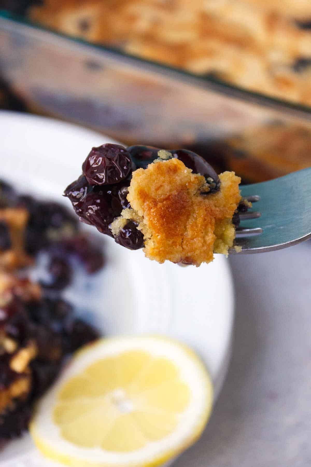 Forkful of Blueberry Dump Cake