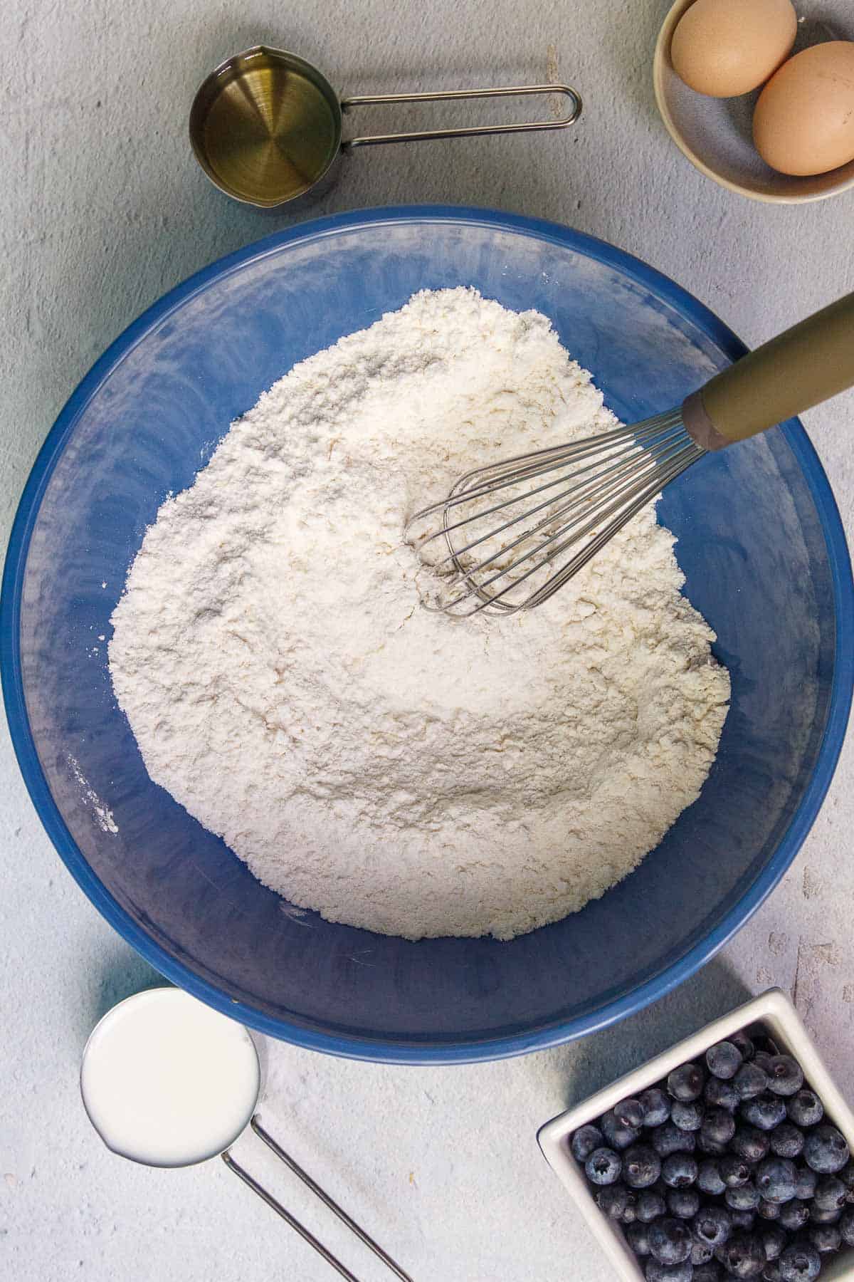 Flour in a mixing bowl