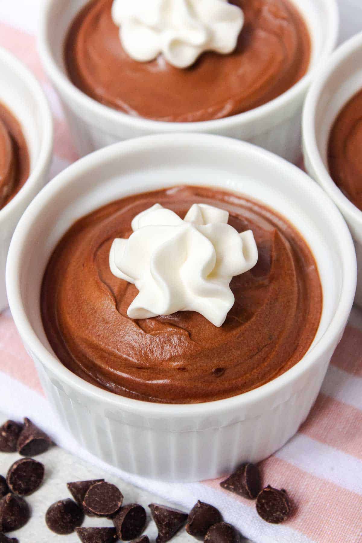 Chocolate Mousse topped with whipped cream