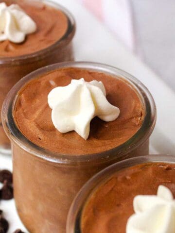 2-Ingredient Chocolate Mousse topped with whipped cream