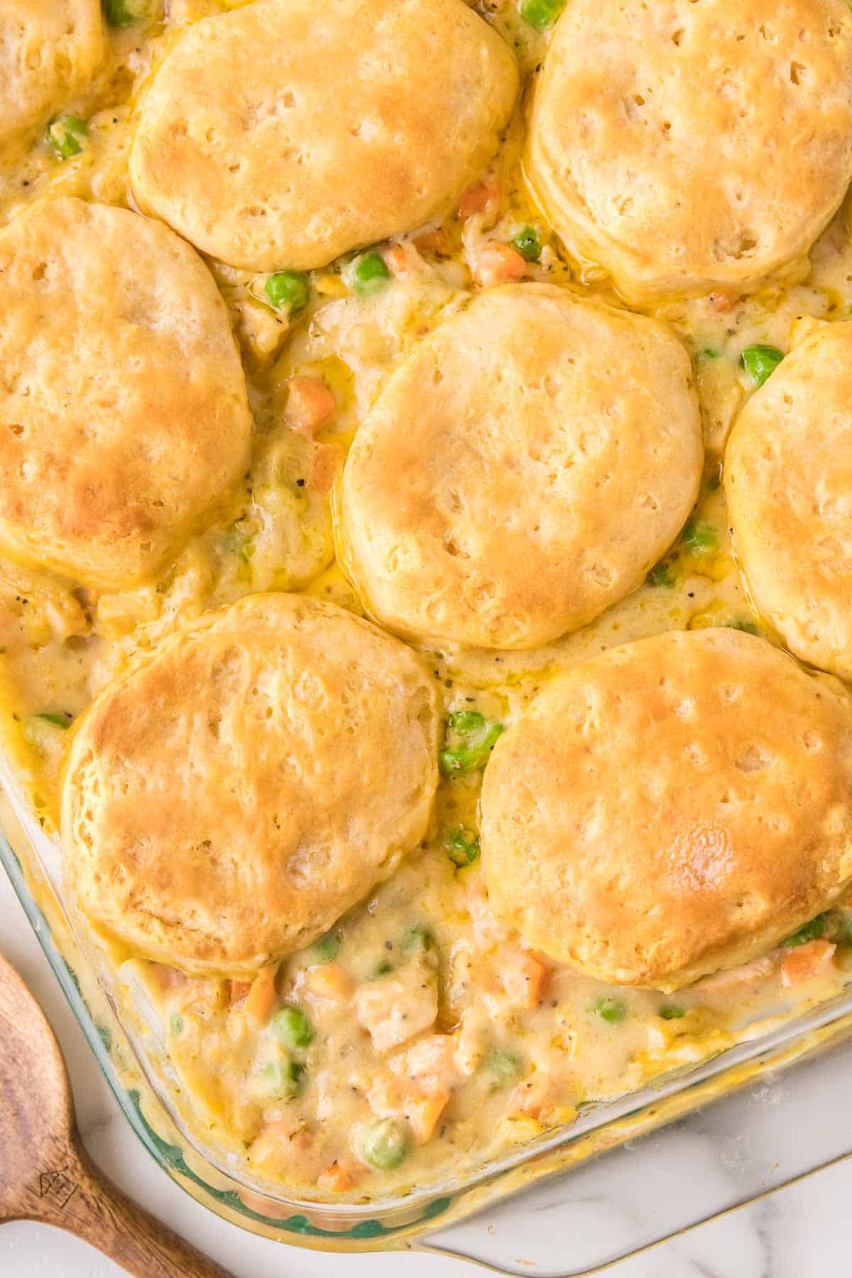 Easy chicken pot pie with biscuits