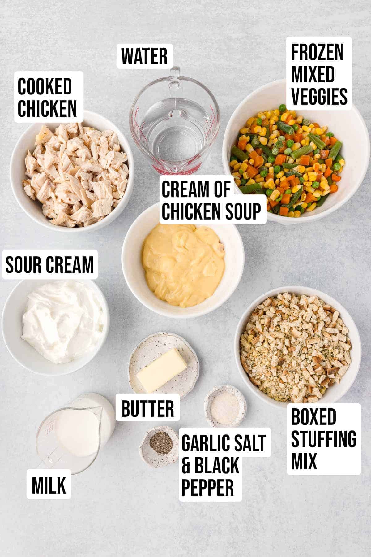 Chicken Stuffing Casserole ingredients