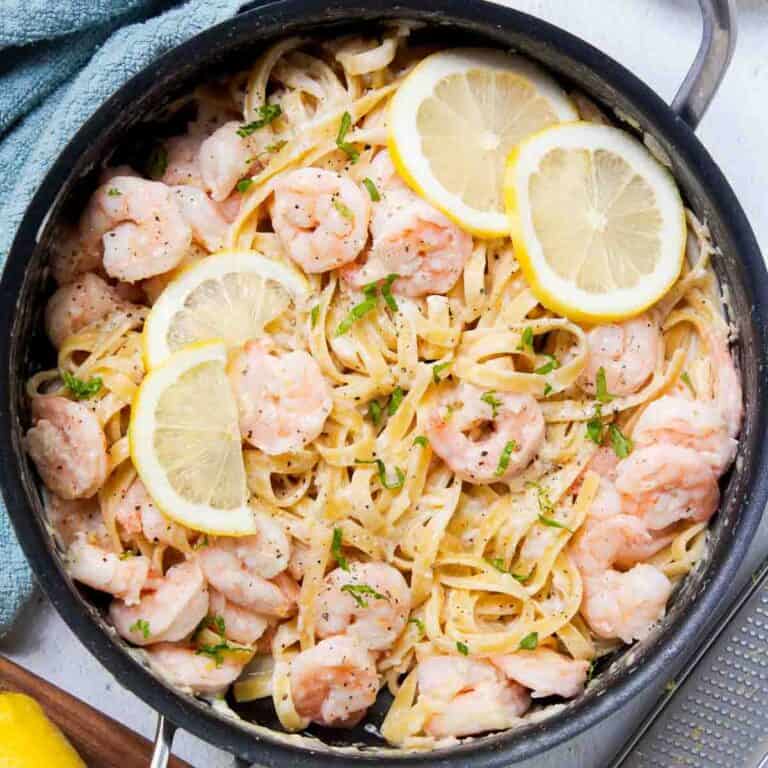One Pot Lemon Garlic Shrimp Pasta - By Kelsey Smith