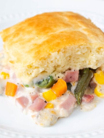 Ham and Vegetable Casserole with a Bisquick Layer on Top