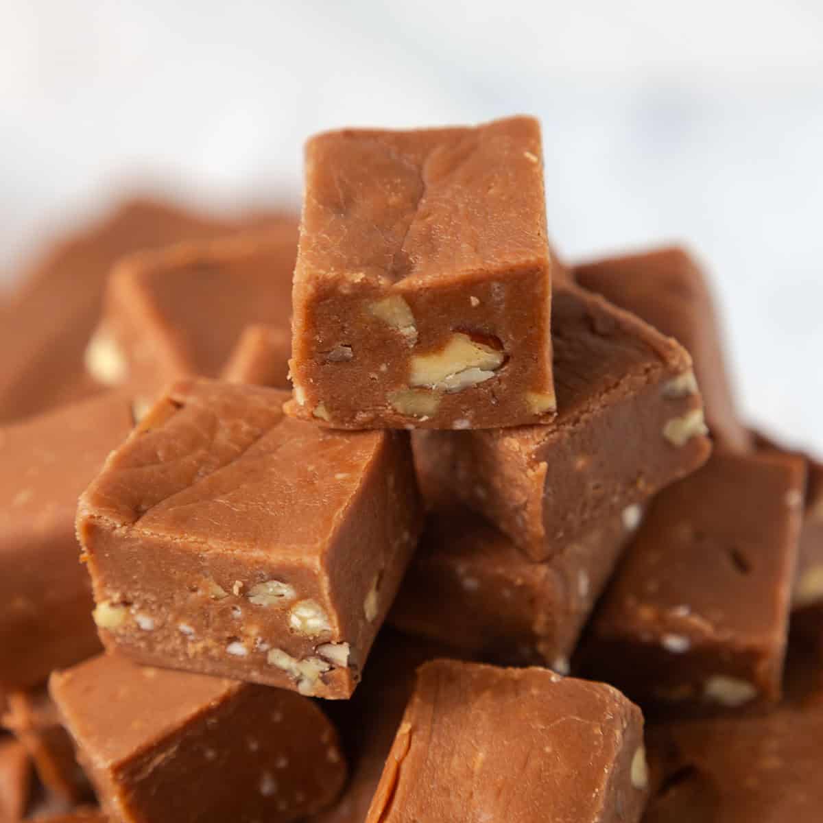 Pyramid of chocolate fudge squares